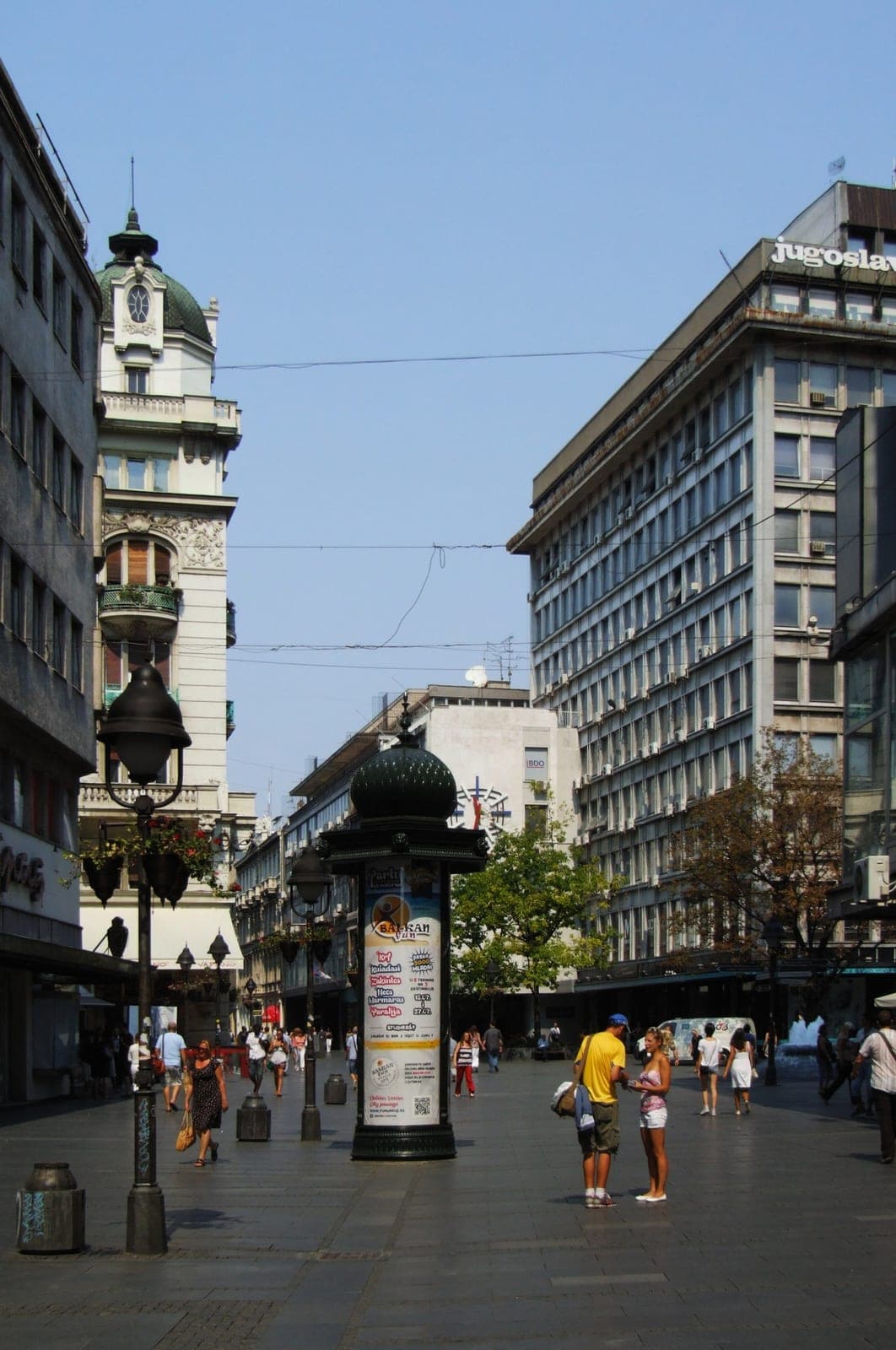 Knez Mihailova — the city's grand pedestrian promenade. Knez Mihailova pedestrian street in central Belgrade