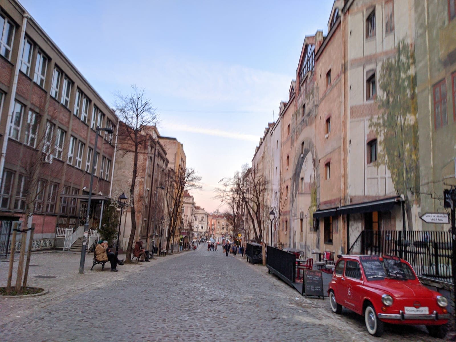Skadarlija, Belgrade's cobblestoned bohemian quarter. Cobblestoned Skadarlija street, Belgrade's bohemian quarter