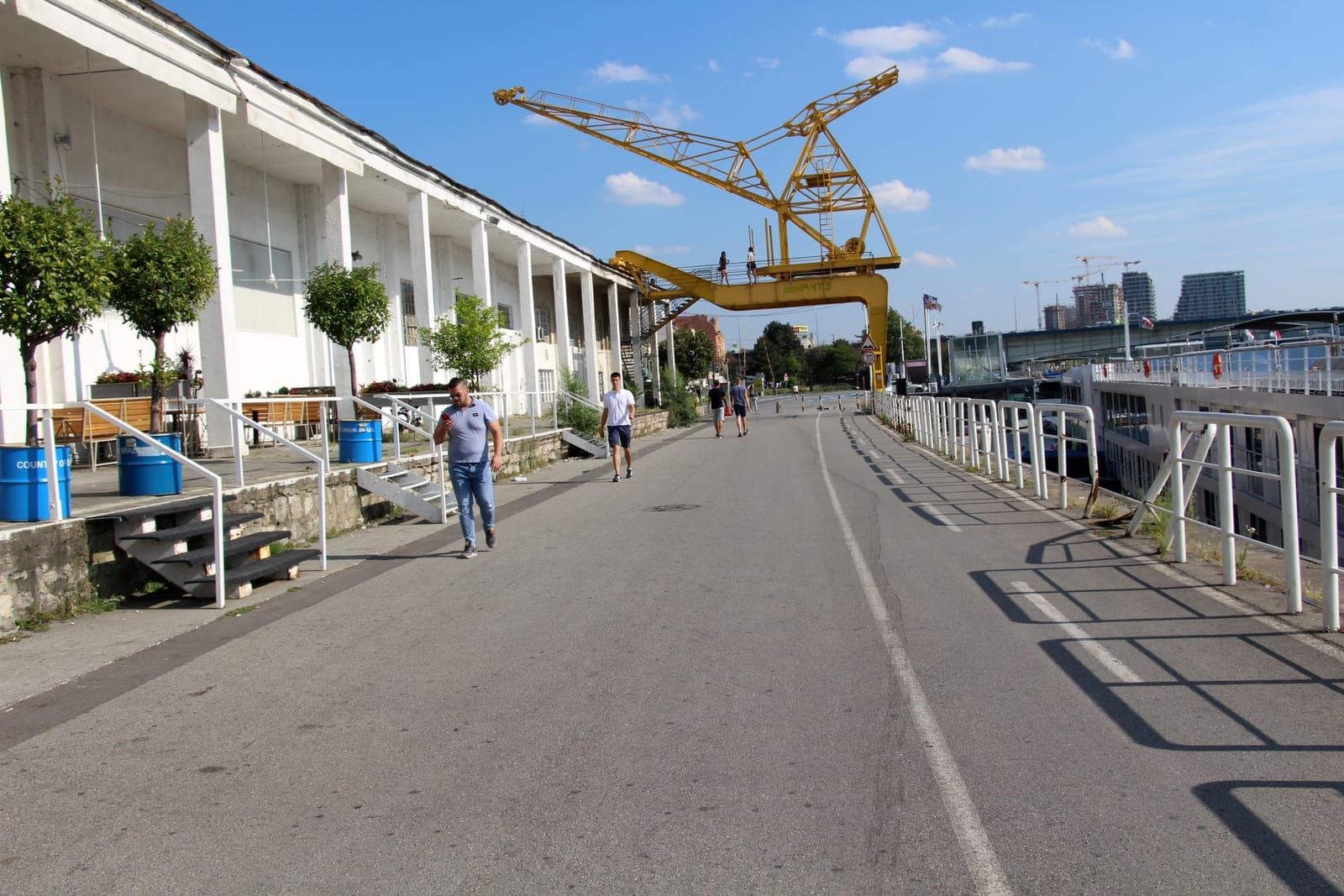 Beton Hala, the riverfront dining strip on the Sava. Beton Hala riverfront dining district by the Sava in Belgrade