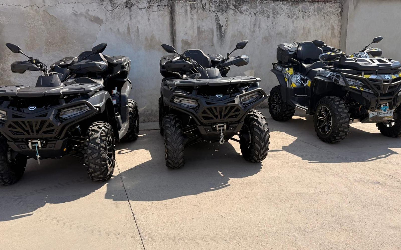 The fleet, fuelled and ready to ride. The Mad Max Quads CFMoto fleet lined up and ready